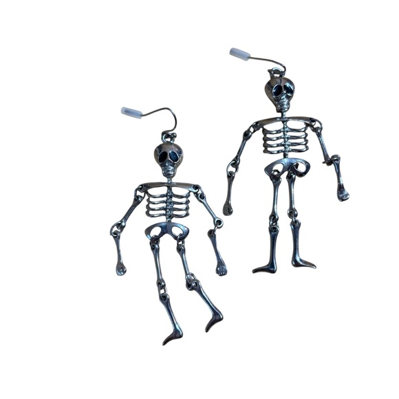 N/A Jewelry - Silver Skeleton With Joints Dangle Earrings. PERFECT For October and Halloween!